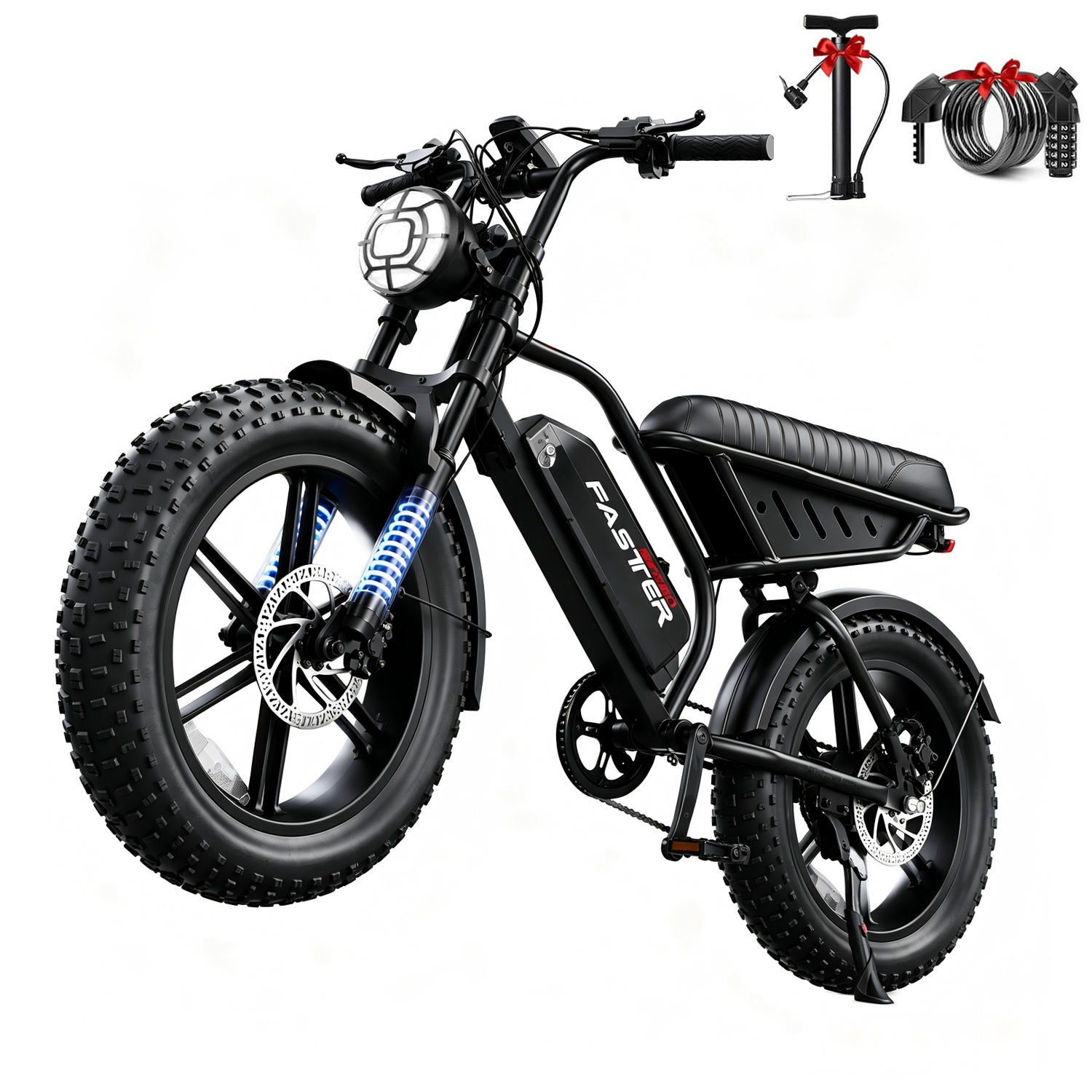 Electric Bike for Adults 1500W 28MPH 40-60 Miles Fat Tire Ebike UL2849 15.6AH 7 Speed 2 Ways Start NFC or Password Black